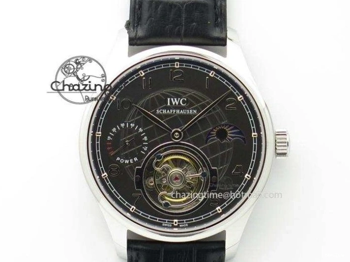 MIROTIME 0116 Portuguese Tourbillon IW5046 RG ZF Best Edition Gray Dial on Black Leather Strap SmoothTexture 7142